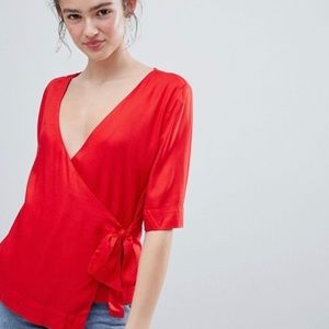 Monki- wrap front blouse